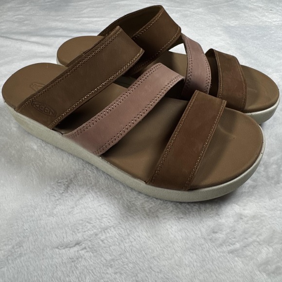 Keen Sandals Womens Size 8.5 Strappy Slide Comfort Leather Platform Shoes - Picture 1 of 7